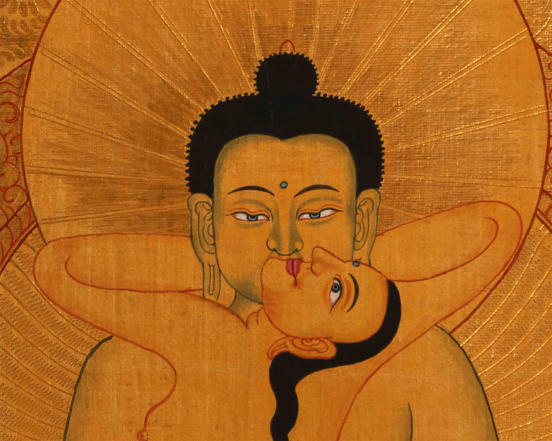 Gold Style Buddha Thangka | Samantabhadra Yab Yum Buddha Art
