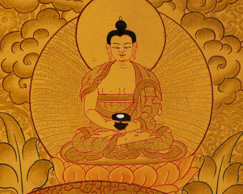 Medium Size White Tara | 24k Gold Painted Bodhisattva Painting