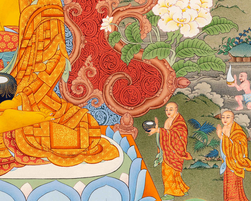 Tibetan Shakyamuni Buddha Thangka | Hand Painted Art for Meditation