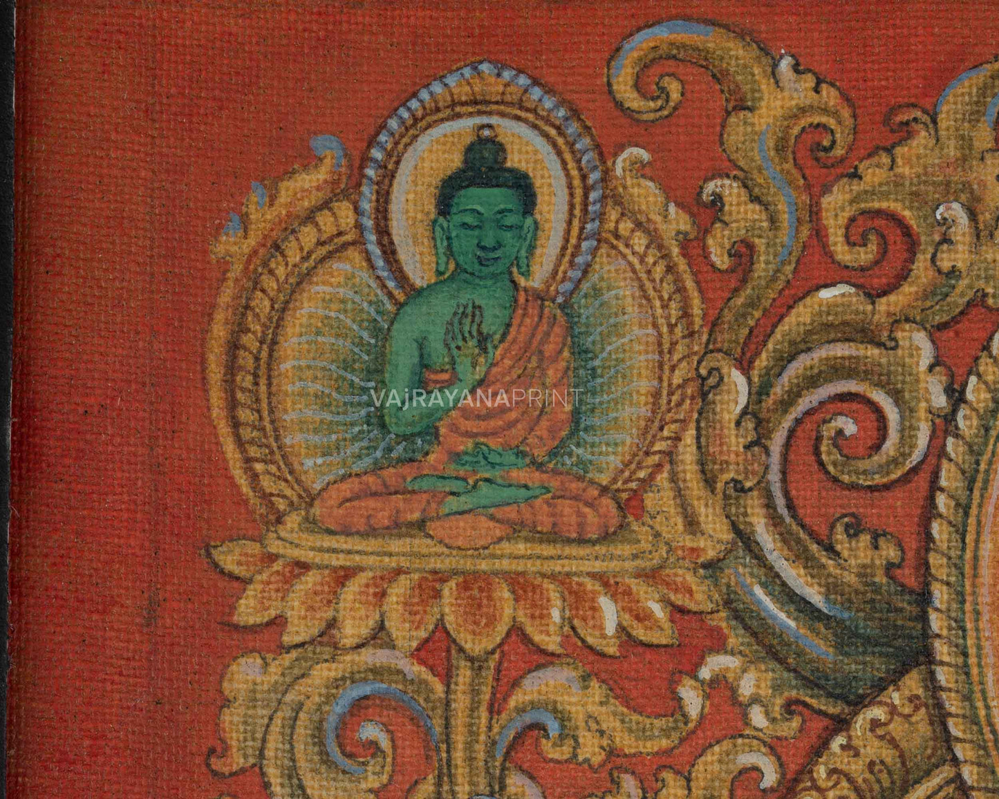 Mother Tara with Amoghasiddhi Thangka Print For Green Mantra Practice | Spiritual Room Decor