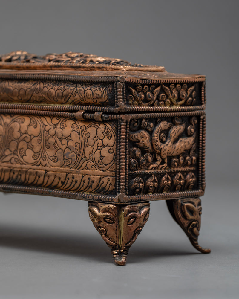 Hand carved Dragon Pattern Treasure Box | Nepalese Religious Art Decorative Trinket Box
