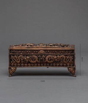 Hand carved Dragon Pattern Treasure Box | Nepalese Religious Art Decorative Trinket Box
