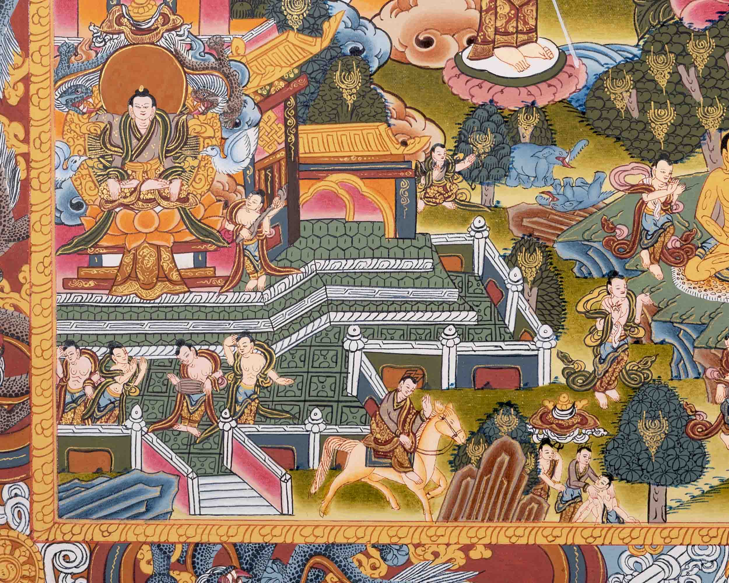 Buddha life Story | Vintage Original Hand-Painted Thangka
