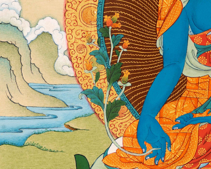 Healing Buddha Thangka | Traditionally Painted Medicine Buddha Art