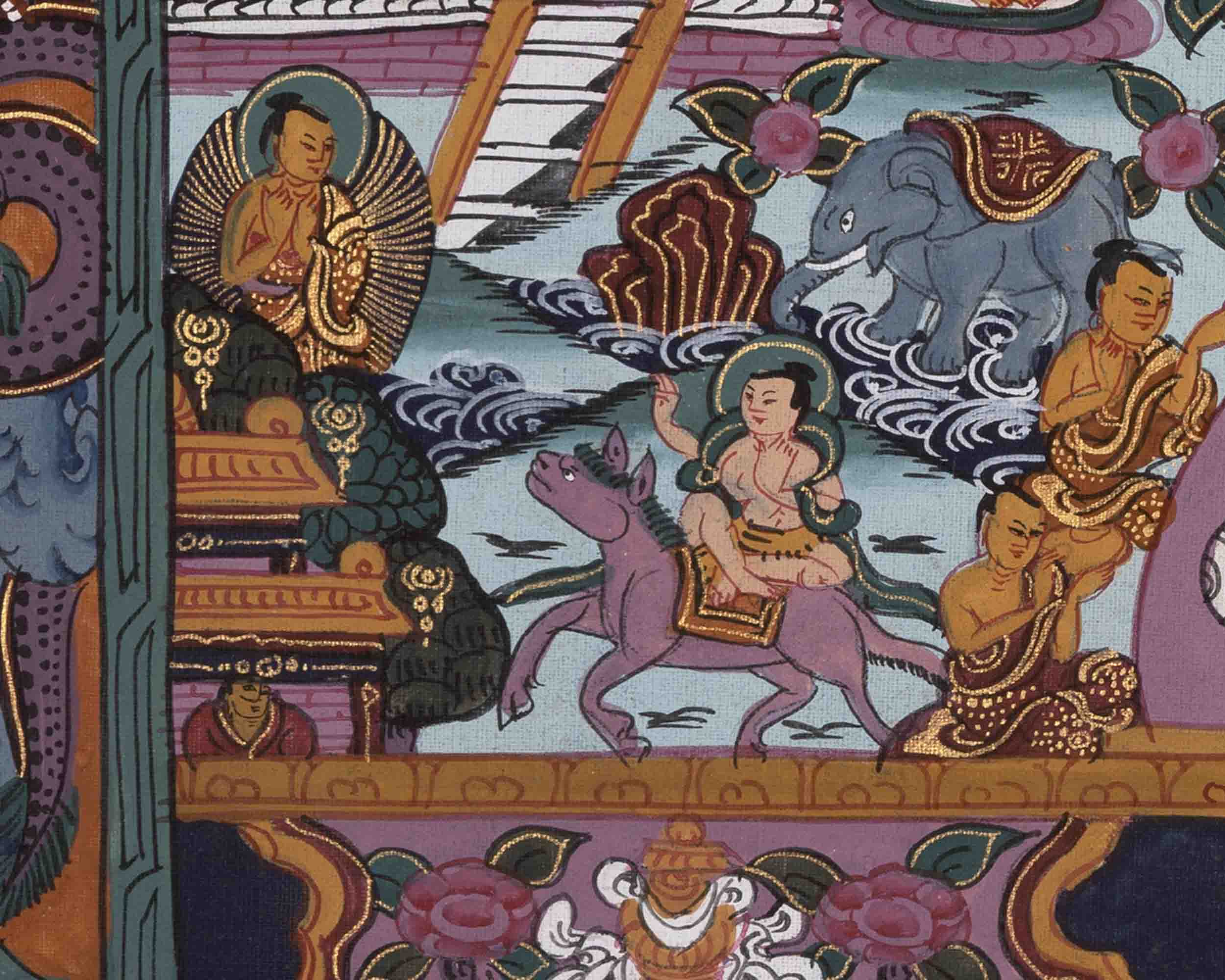 Shakyamuni Buddha Life Story | Religious Buddhist Thangka | Wall Decors