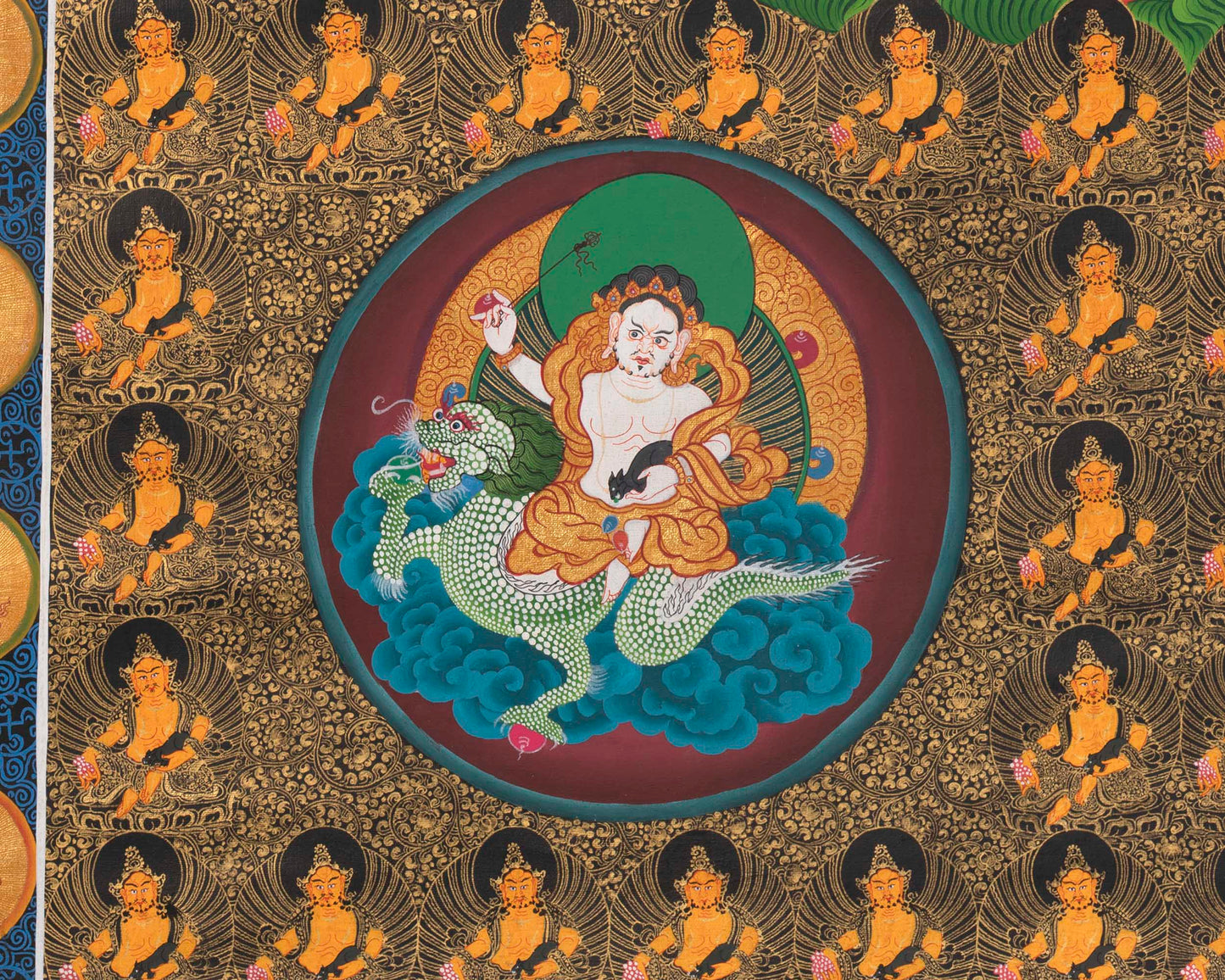 Dzambala Yellow Thangka  |  Traditional Tibetan Art | Wall Decors