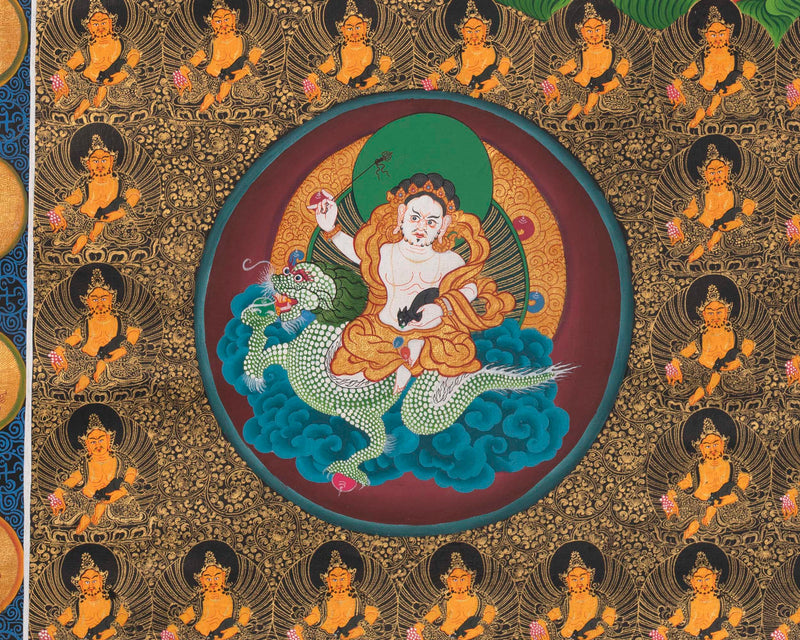 Dzambala Yellow Thangka  |  Traditional Tibetan Art | Wall Decors