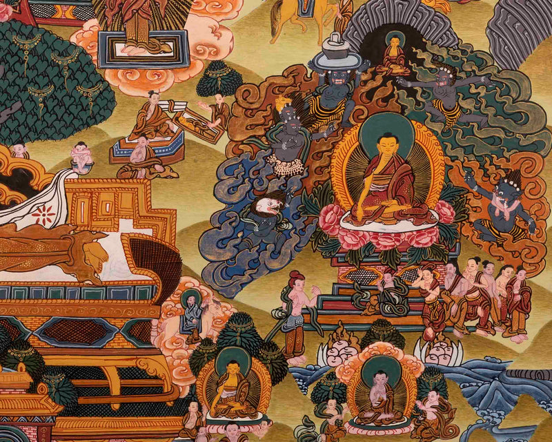 Buddha Life Story | Religious Buddhist Thangka | Wall Hanging Decors