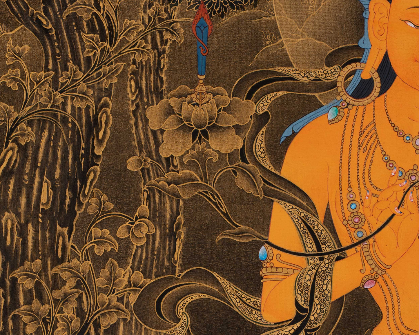 Acrylic Bodhisattva Manjushri Thangka | Tibetan Buddhist Art