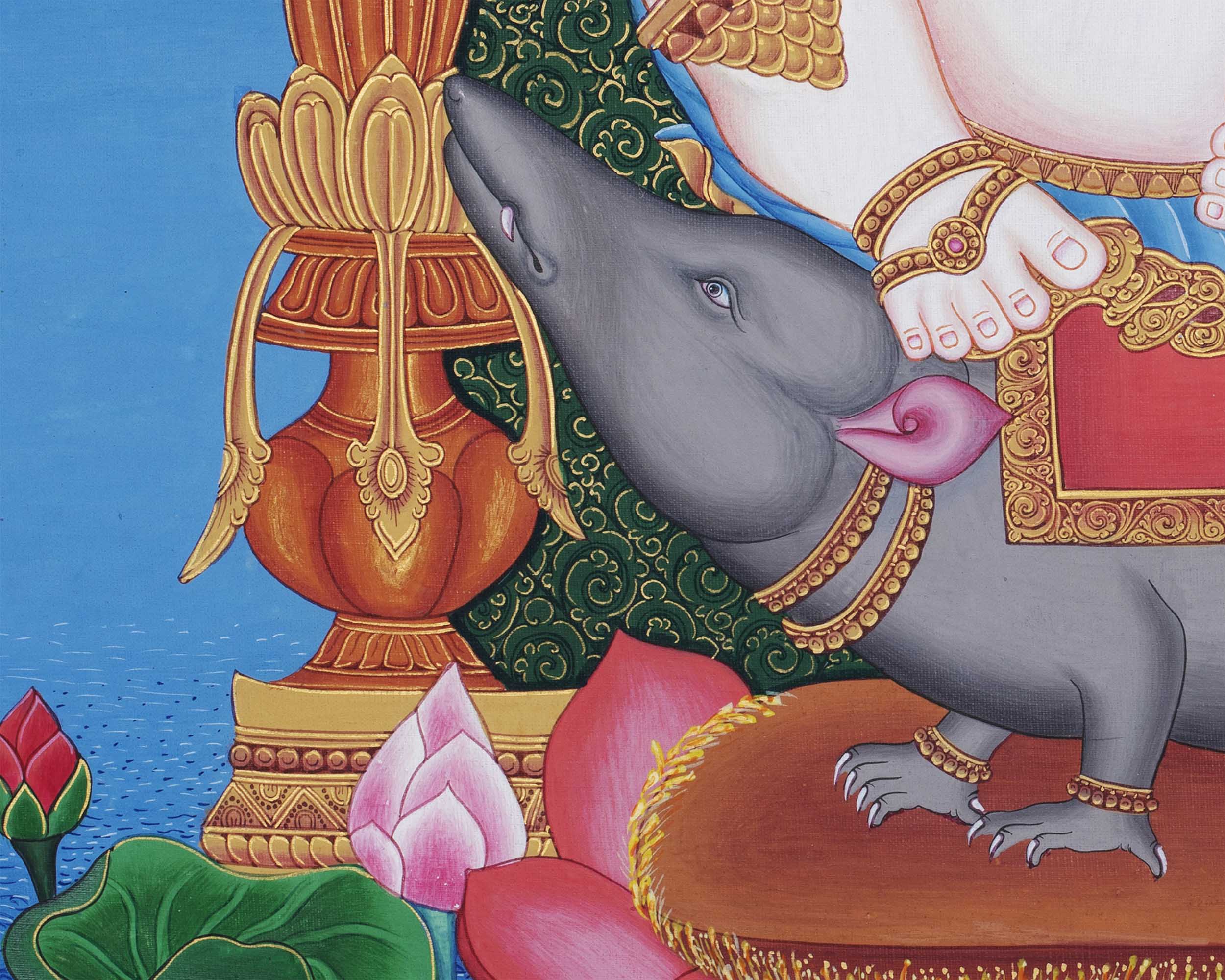 Ganesh Thangka Print | Paubha Style Painting | Religious Decors