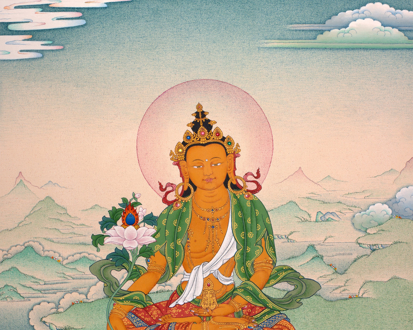 Ksitigarbha Thangka | Tibetan Bodhisattva Art