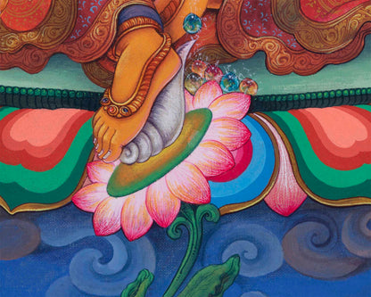 The God Of Wealth, Jambhala Thangka Print | High-Quality Pauba Canvas Print Of Buddhist Wealth Deity