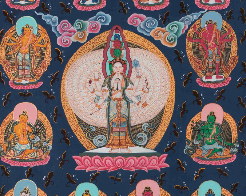 108 Chengrezig Thangka | Traditional Tibetan Art | Wall Decors