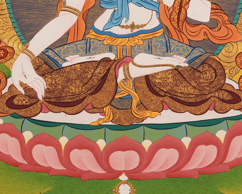 The White Tara Thangka Painting | Traditional Tibetan Buddhist Art