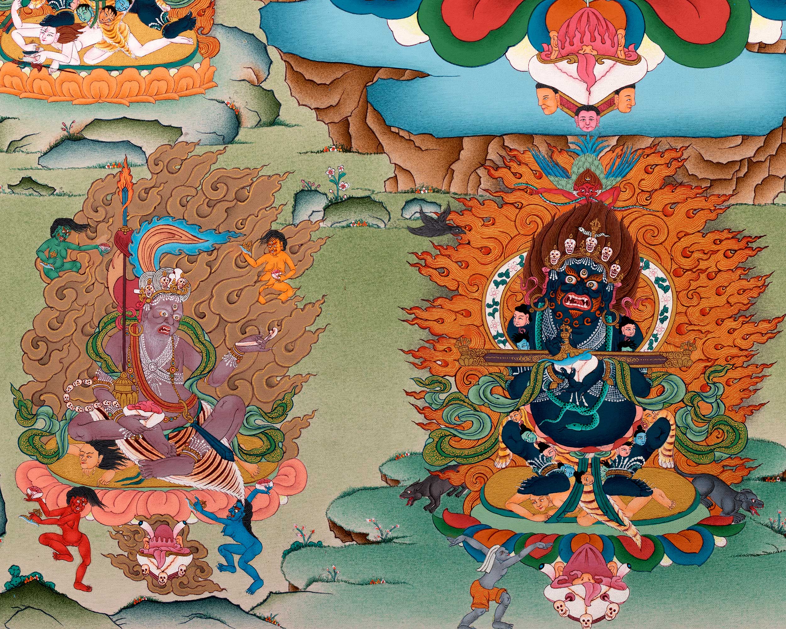 Hevajra Thangka Print | Nairatmya and Other Deities Painting
