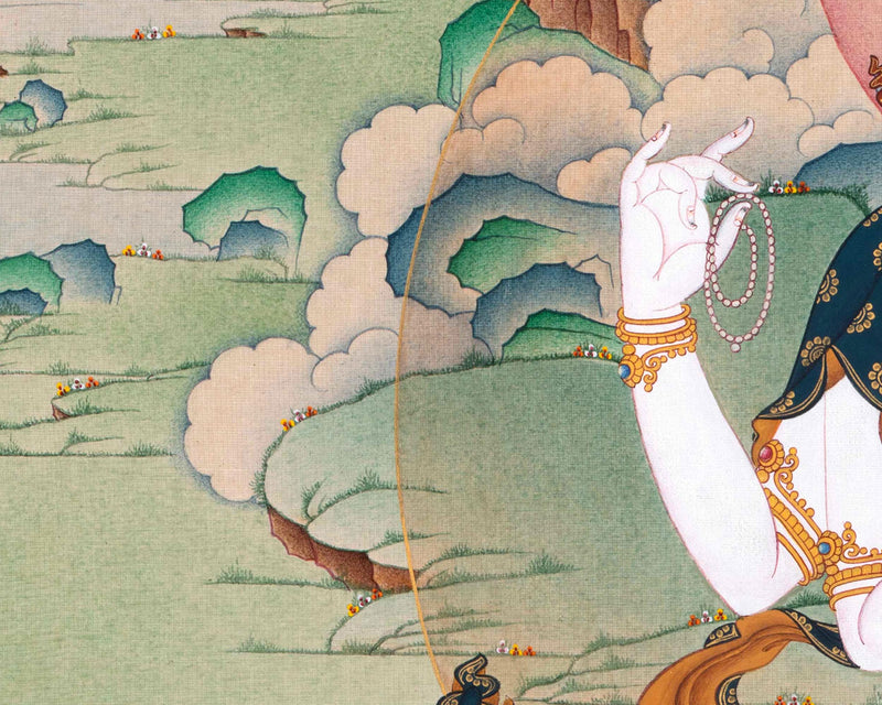 Chenrezig Thangka | Handmade Compassion Deity Painting | Artwork