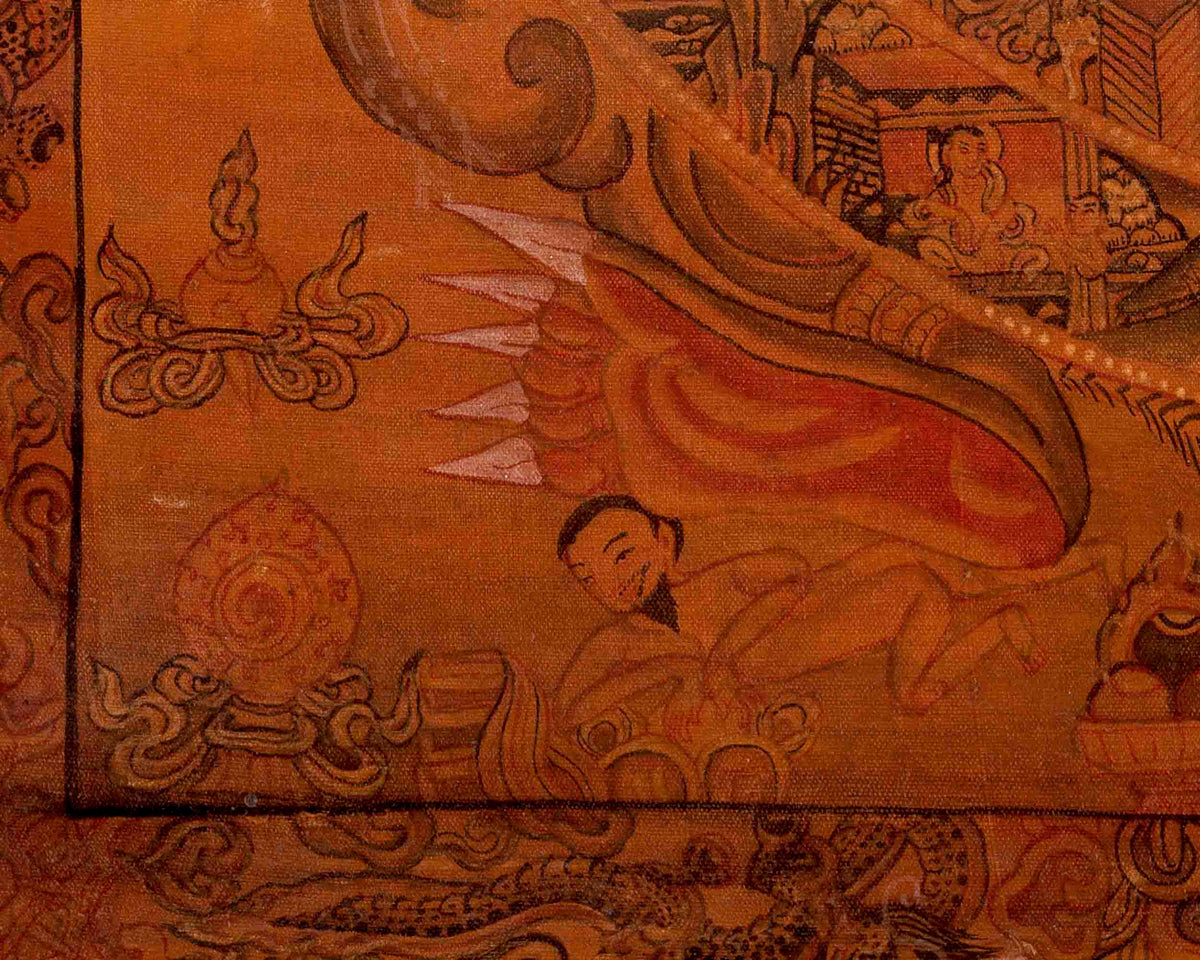 Oil Varnished Wheel of Life | Vintage Traditional Thangka | Wall Decors
