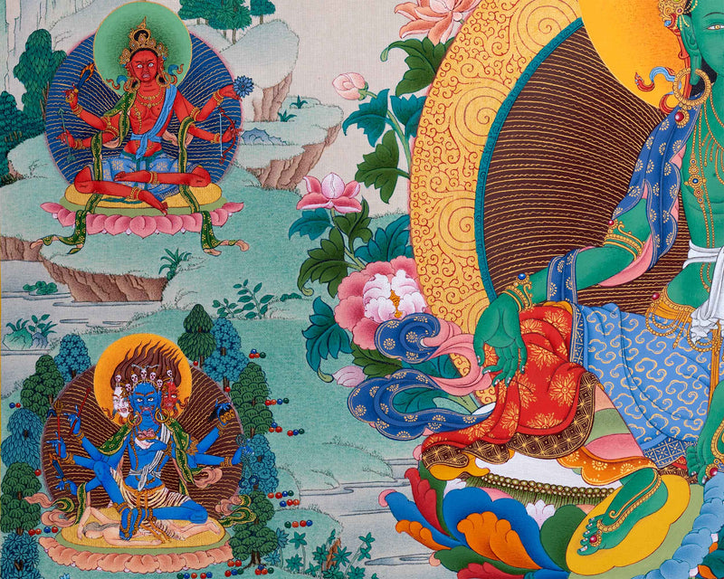 Traditional Tara 21 Thangka | Religious Wall Hanging | Hand-Painted Artwork of Compassion