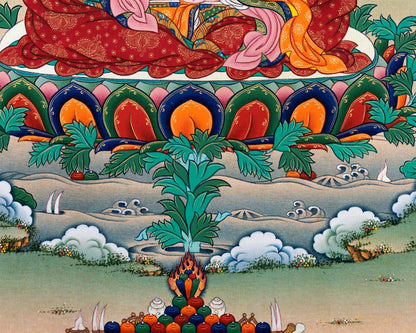 Guru Rinpoche Empowerment Thangka Print | Tibetan Poster Of Lotus Born Master As Wall Art