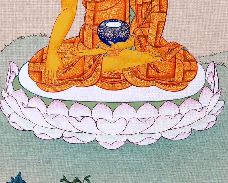 Namo Shakyamuni Buddha Thangka | Hand Painted Art for Meditation