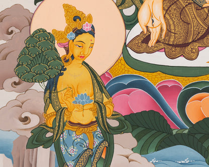 White Tara Thangka | Buddhist Female Deity | Religious Wall Decors