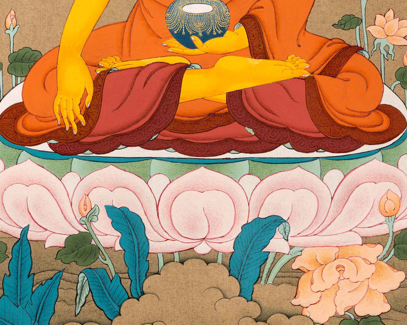 Traditional Buddha Shakyamuni Thangka | Tibetan Karma Gadri Art