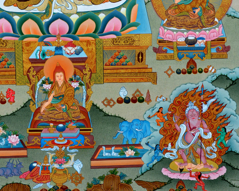 Buddhist Sakya Master Thangka | Sachen Kunga Nyingpo Tibetan Hand Painting Art