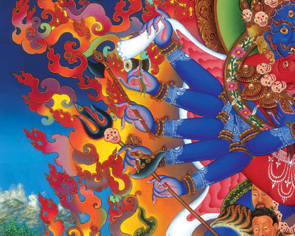 Tibetan Chakrasambhara Thangka Prints | Wrathful Deity Digital Print