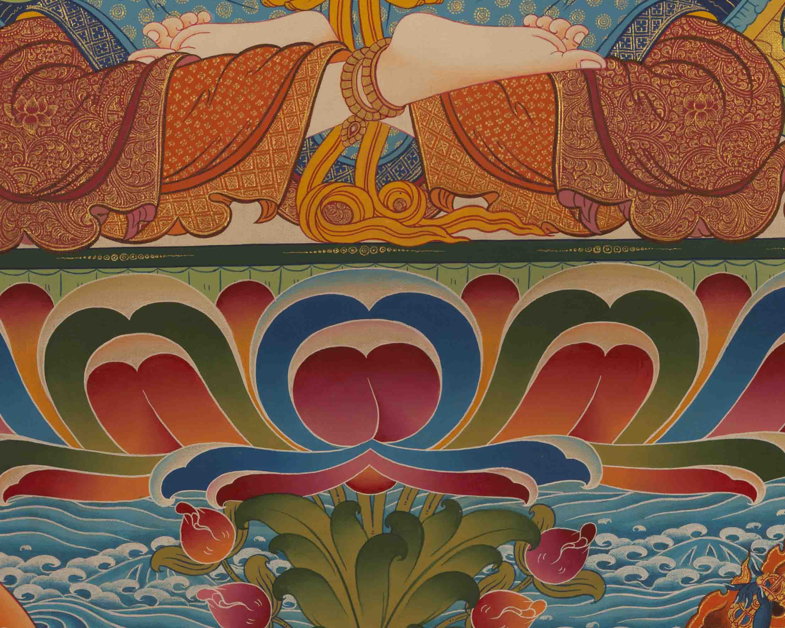 Chenresig Thangka | Followed By Mahalakala And Manjushree  | Religious Wall Decor