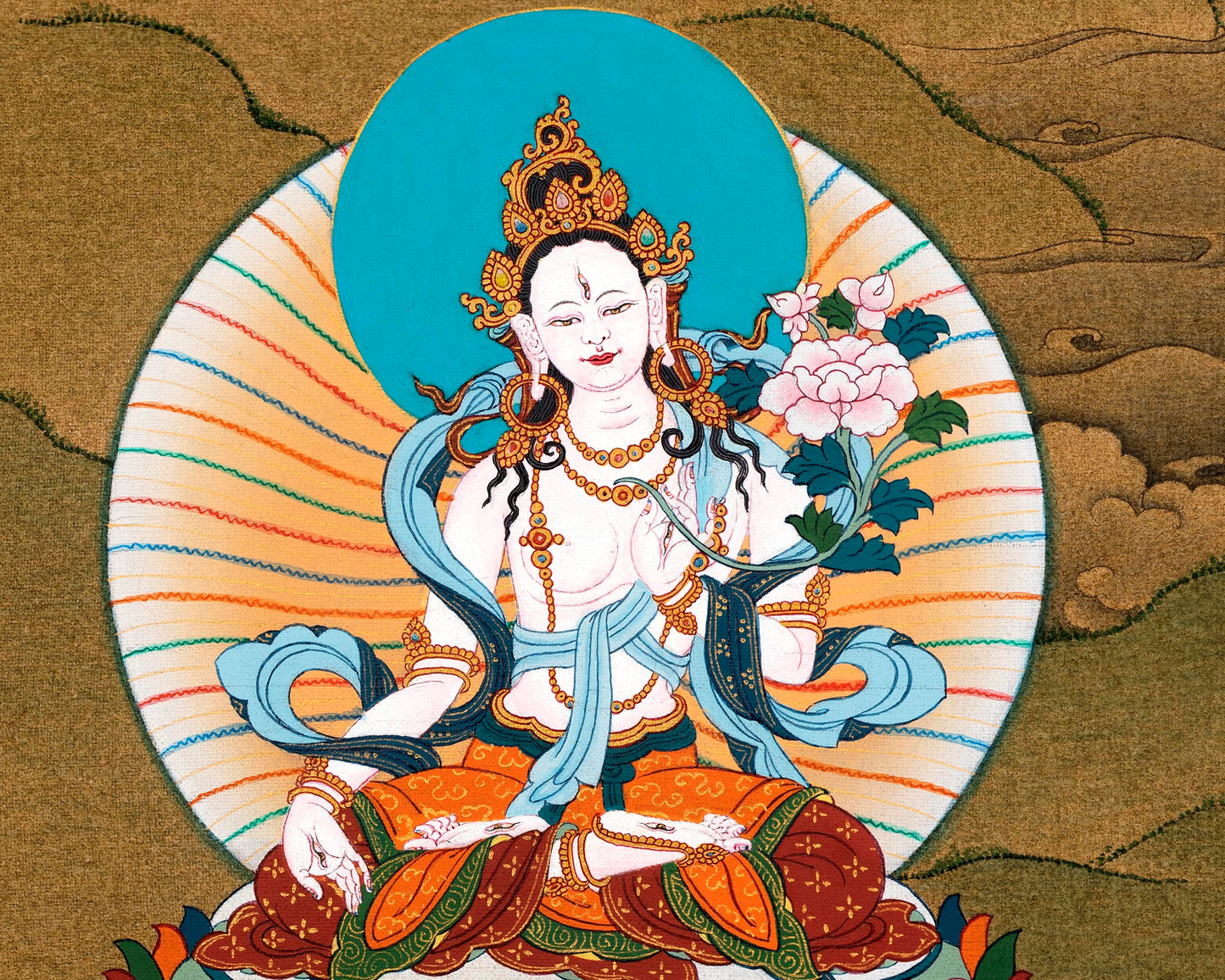 Amitayush With White Tara and Namgyalma Canvas Print |   High Quality Giclee Canvas Print