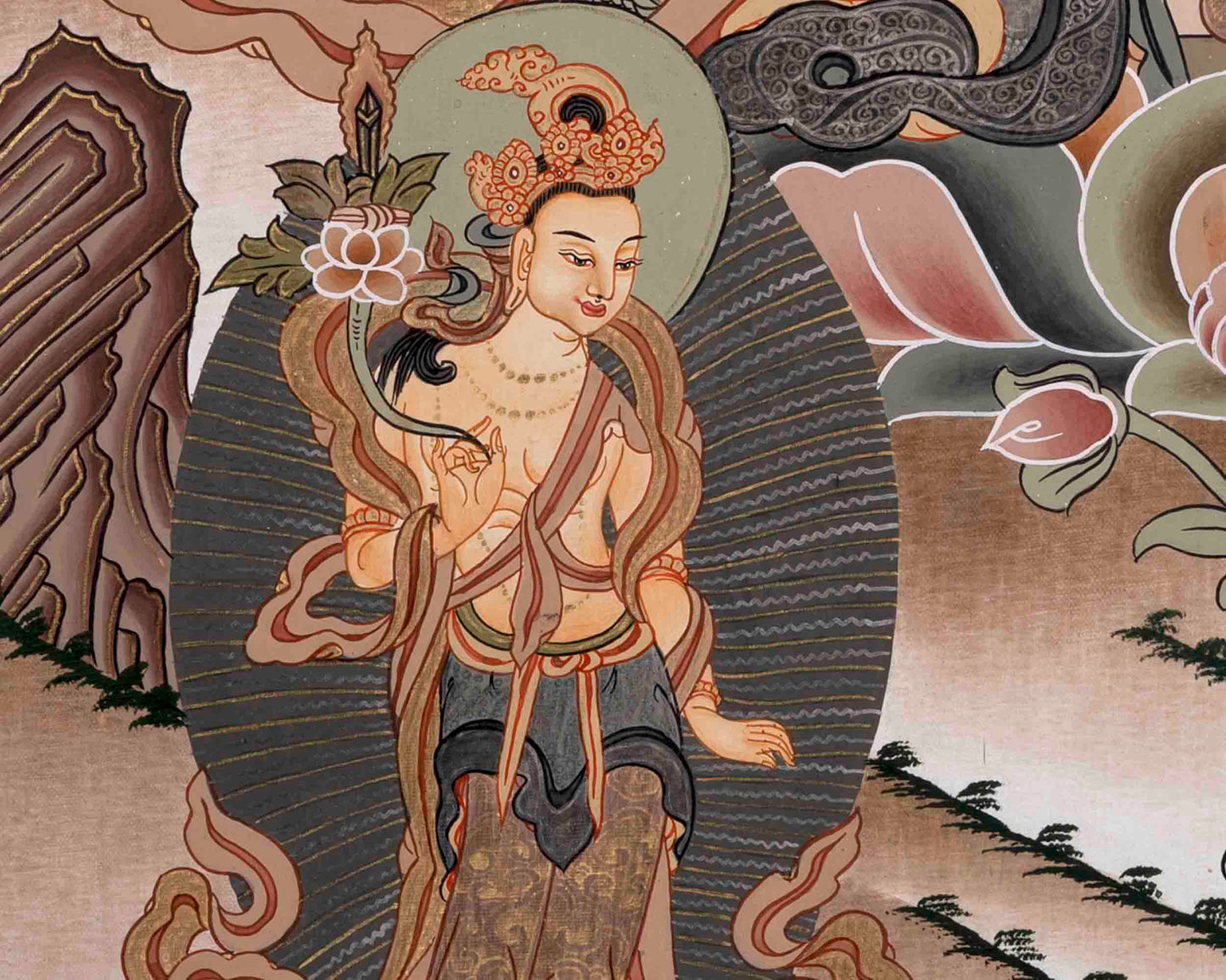 Tibetan Green Tara Thangka | Religious Wall Decoration Painting