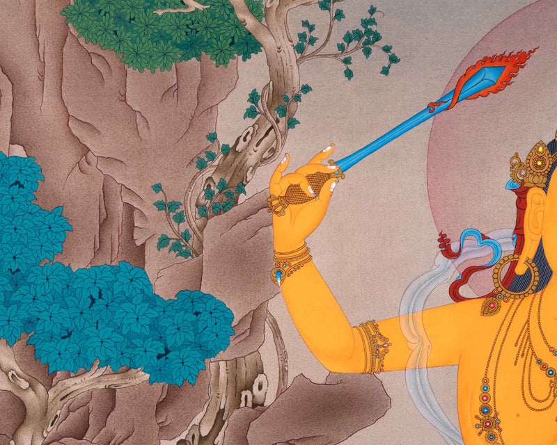 Manjushri Thangka Print | Manjushri Buddhism | Himalayan Art work