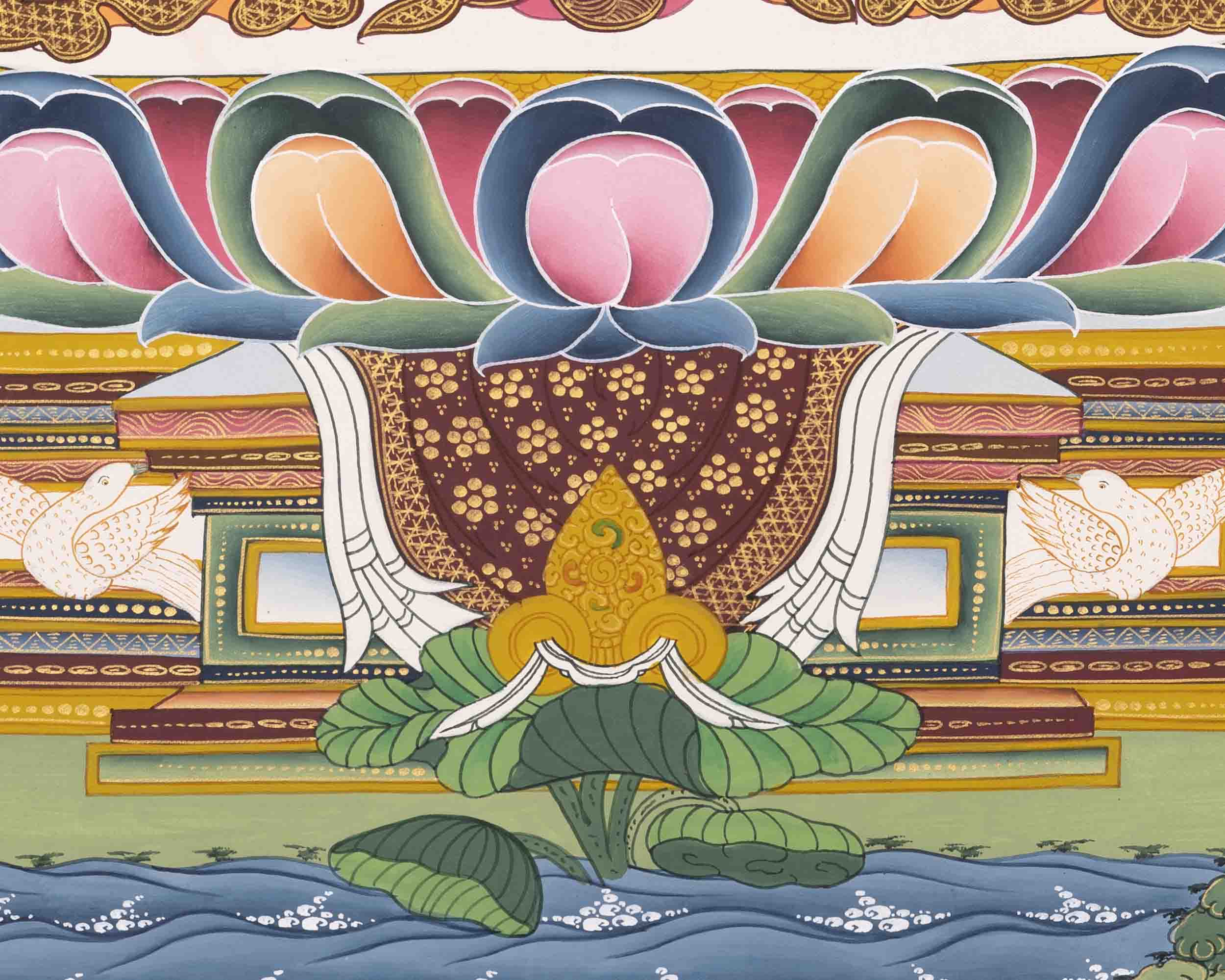 Amitabha Buddha Thangka | Handpainted Tibetan Artwork | Wall Decors