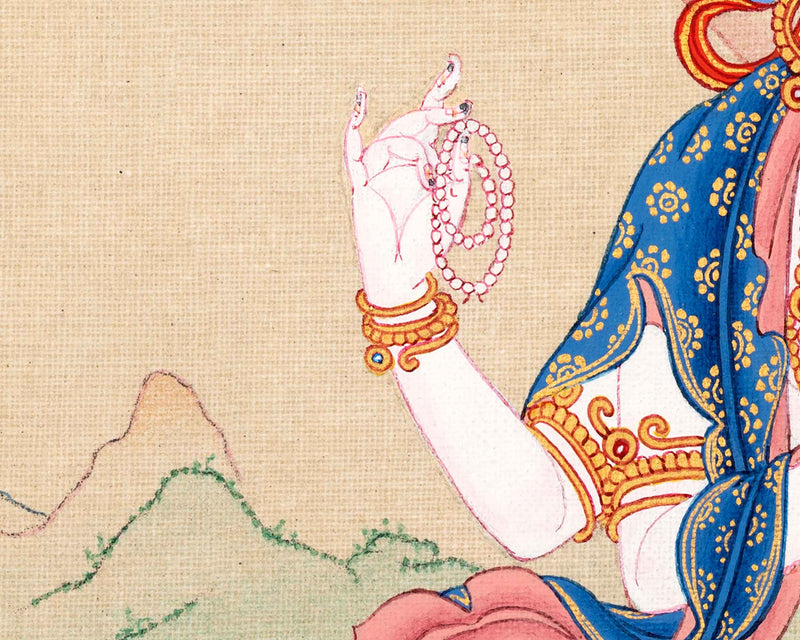 Four Arm Chenrezig Avalokiteshvara Thangka | Bodhisattva Painting