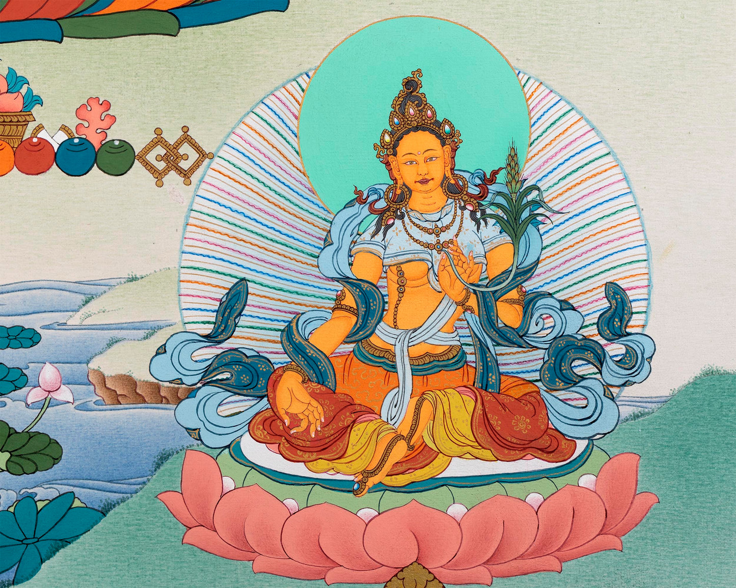 Namtoshe With Others Thangka | Jambala And Vasundhara | Digital Print