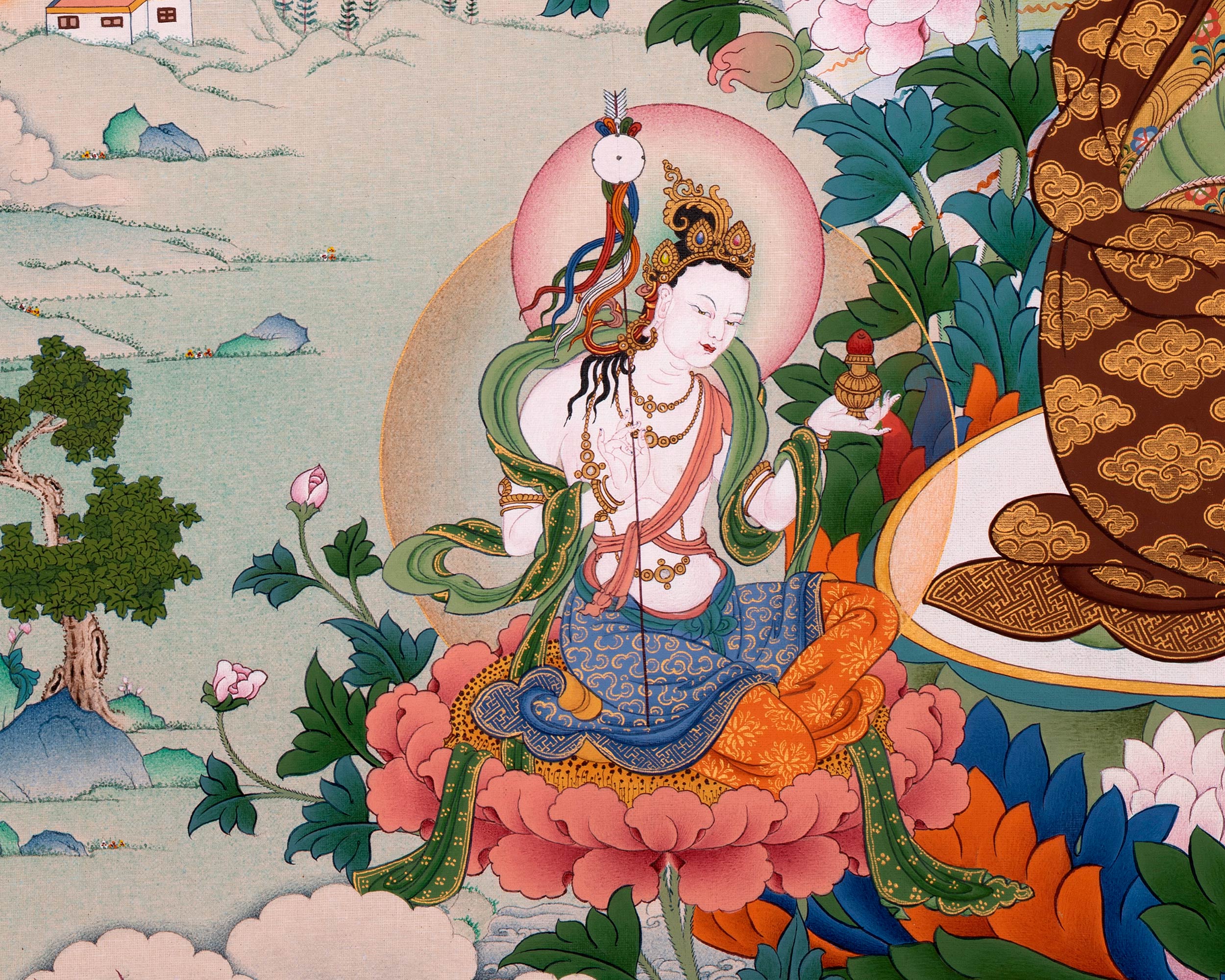 Guru Padmasambhava Manifestation Thangka | Tibetan Thangka Canvas Print