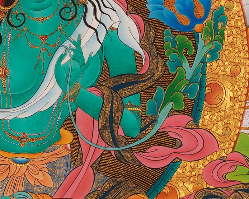 Mother Green Tara Thangka | Traditional Tibetan Buddhist Painting