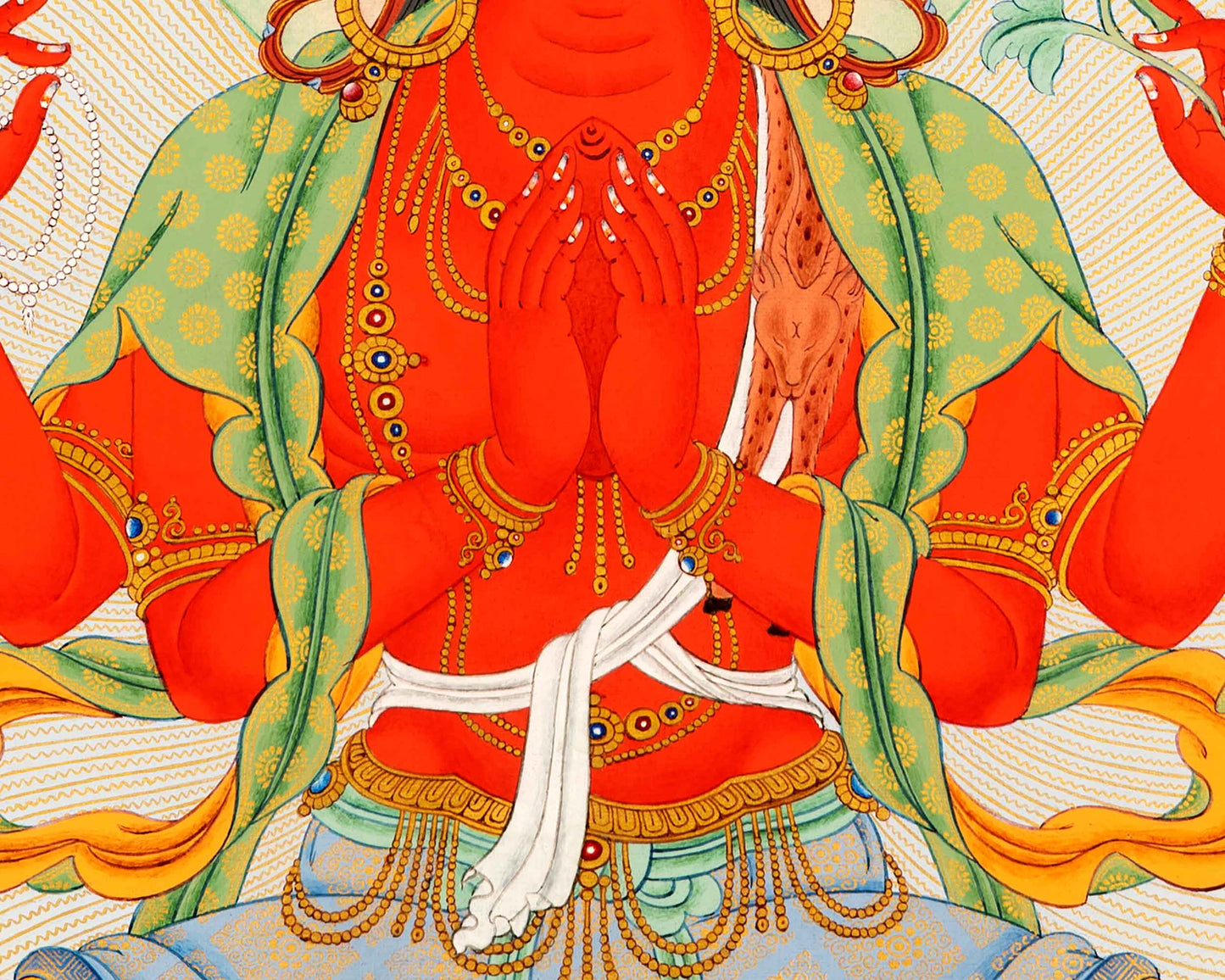 Red Chenrezig With Amitabha Buddha, Gyalwa Gyasto Thangka Print