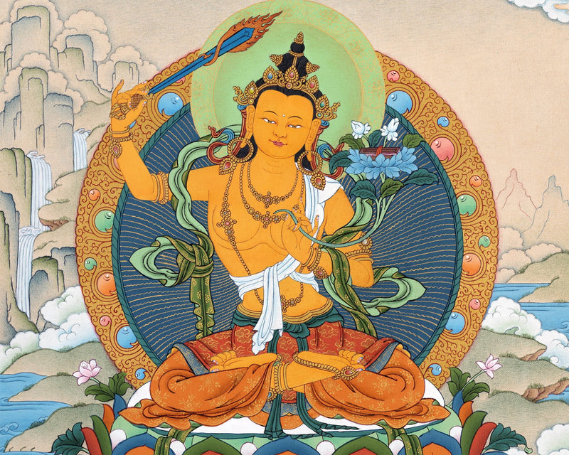 Manjushri Bodhisattva Thangka, Tibetan Thangka Painting