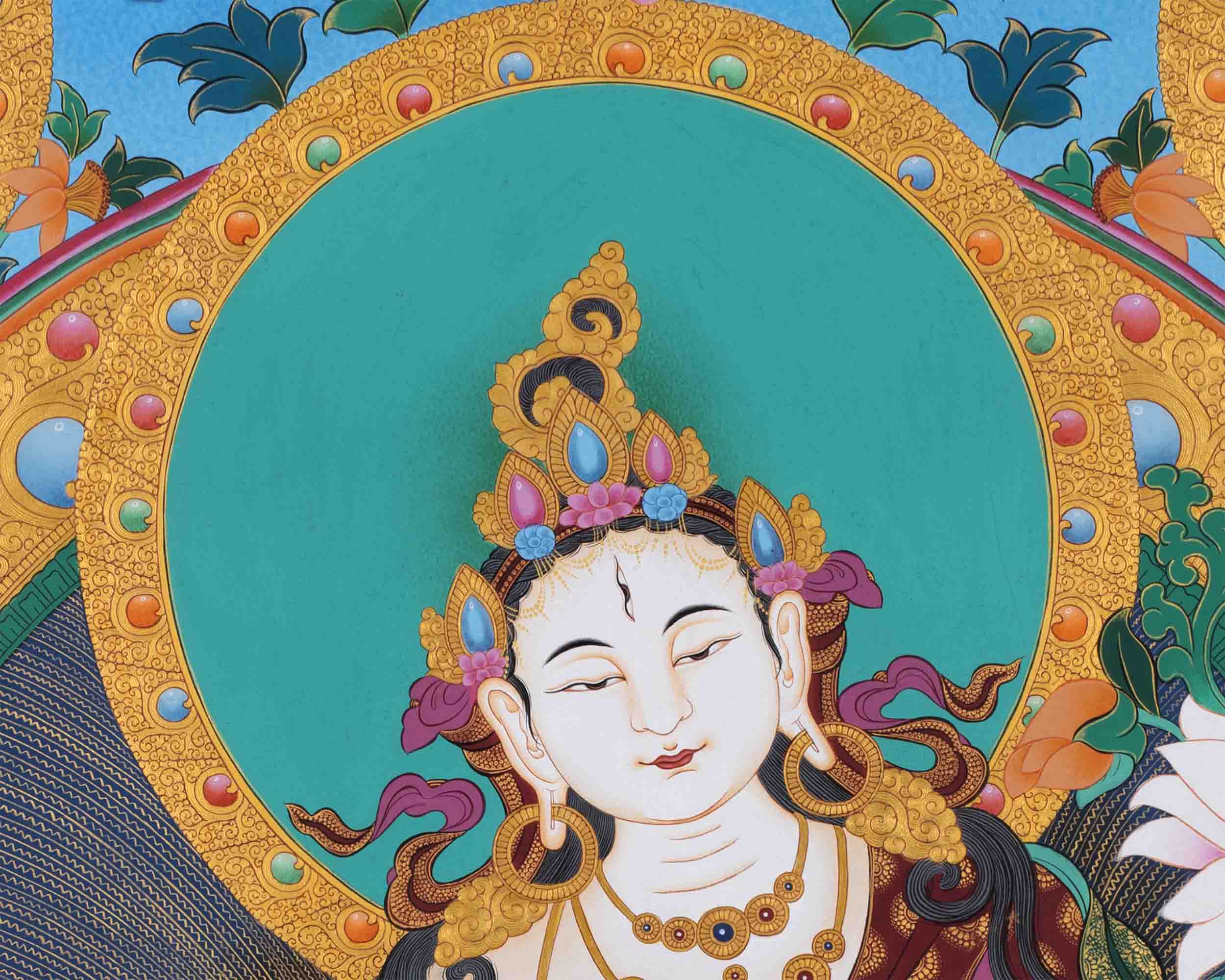 Arya Tara Print | White Tara Thangka | Wall Decoration Print
