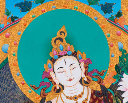 Arya Tara Print | White Tara Thangka | Wall Decoration Print