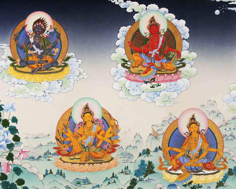 21 Tara Prayer Thangka of Mahasiddha Surya Gupta Tradition | Tibetan Hand Painted Art