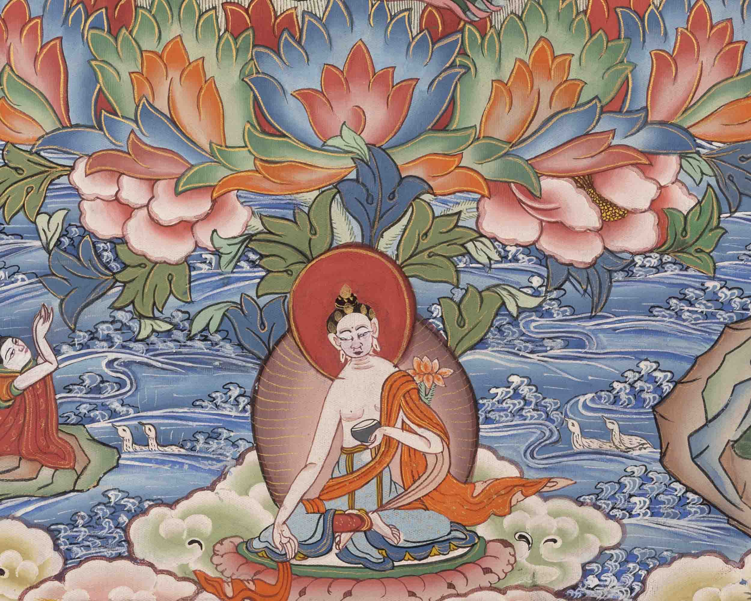 Healing Green Tara Thangka | Healing Female Deity Painting | Wall Decors