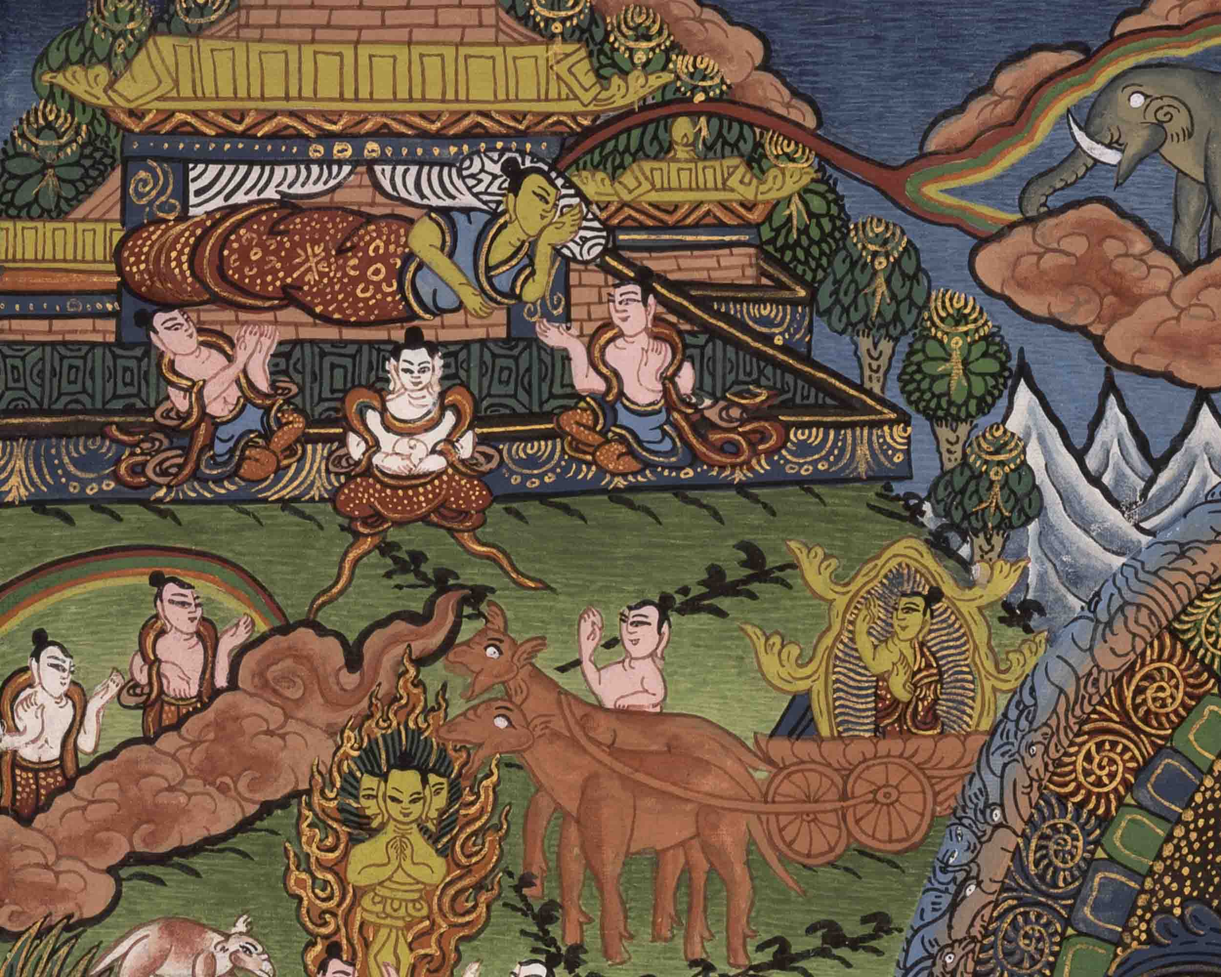 Shakyamuni Buddha's Life Story | Traditional Thangka | Wall Decors