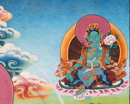 High-Quality Avalokiteshvara Mantra Practice Thangka Print | Chenrezig The Principle Patron Deity Of Tibet Wall Hanging