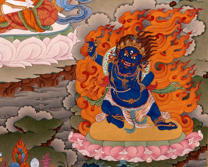 Bodhisattva Thangka | Chenrezig with Vajrapani, Manjushri and Amitabha Buddha