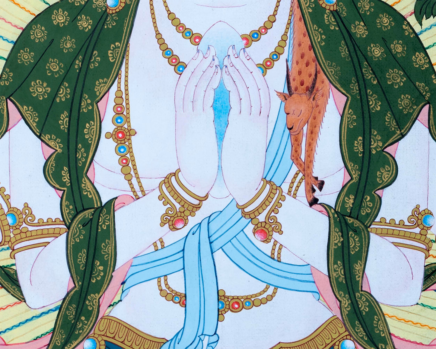 Four Armed Chenrezig Thangka Art | Tibetan Buddhist Deity Of Compassion