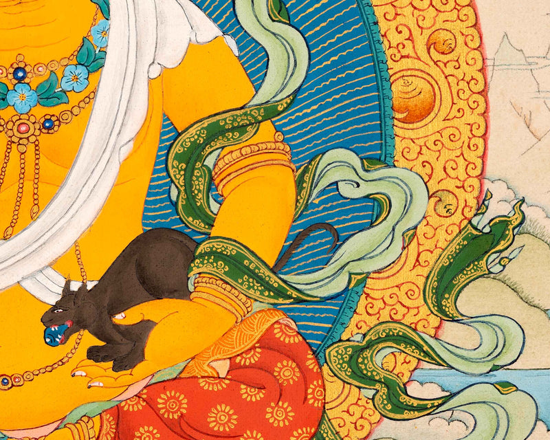 Small Thangka of Jambala, Buddhist Wealth Deity