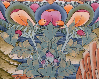 Shakyamuni Buddha With Brocade | Wall Decor Painting