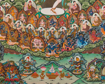 Labdron Lineage Tree Print | Tibetan Traditional Artwork